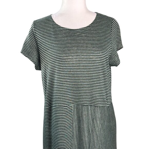 Eileen Fisher 100% Organic Linen Dress Womens SZ M Striped Lagenlook - Picture 3 of 8